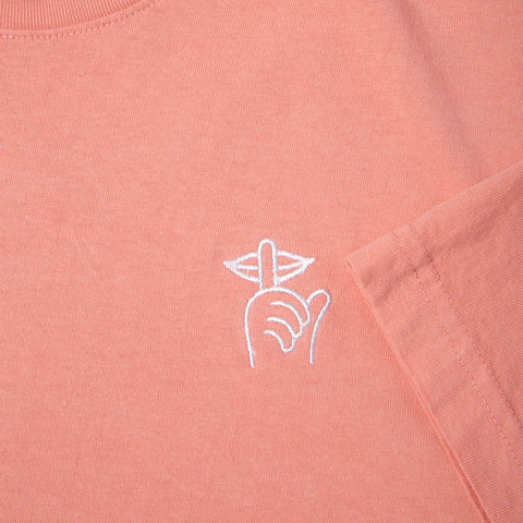 Shhh Embroidered T - Coral -  Made in USA - FA23