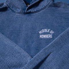 Middle of Nowhere Embroidered Hood - Navy Mineral Wash - Made in USA (FA24)