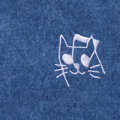 Music Cat Embroidered T - Mineral Wash Blue - FA25