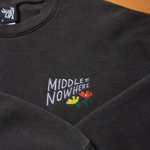 Lonely Palm Embroidered Middle of Nowhere Crew Neck - Vintage Black - Made in USA