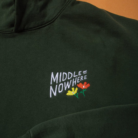 Lonely Palm Middle of Nowhere Embroidered Hood - Forest Green - Made in USA
