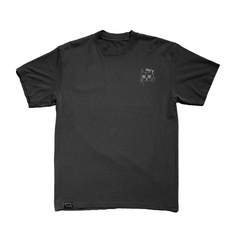 Music Cat Embroidered T - Vintage Black - FA25