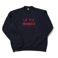 La Vie Tranquille Embroidered Crew Neck - Navy - Made in USA