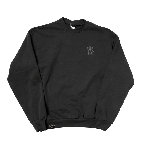 Shhh Embroidered Crew Neck - Black - Made in USA