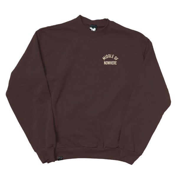 Middle of Nowhere  Embroidered Crew Neck - Chocolate - Made in USA (FA24)