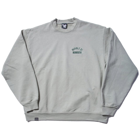 Middle of Nowhere Embroidered Crew Neck - Sage - Made in USA (FA24)