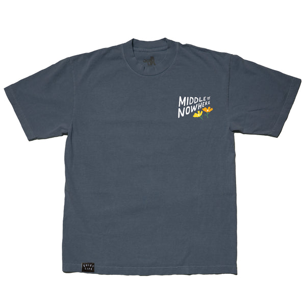 Lonely Palm Middle of Nowhere Embroidered T - Dolphin Blue - Made in USA