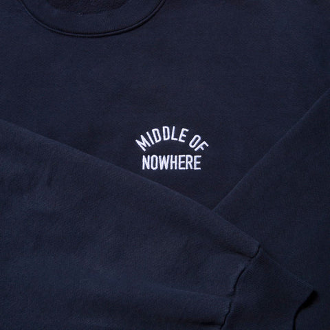 Middle of Nowhere  Embroidered Crew Neck - Navy - Made in USA - 2024